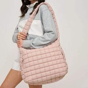 Leda Extra Large Quilted Nylon Hobo Bag Urban Expressions Rose NWT$120 Soldout!